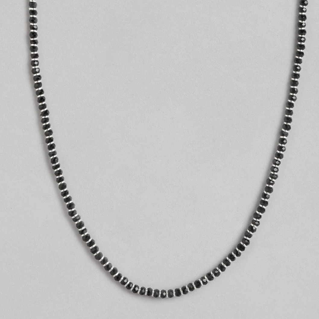Black Beads 925 Sterling Silver Necklace - Image 4