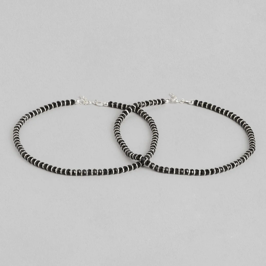 Black Nazariya 925 Sterling Silver Anklets in Silver Chain - Image 4