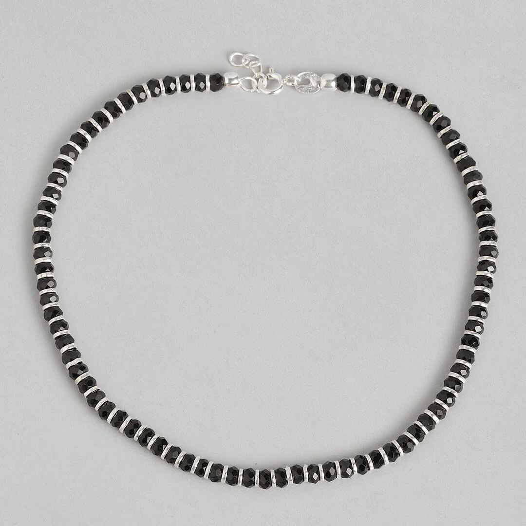 Black Nazariya 925 Sterling Silver Anklets in Silver Chain - Image 5