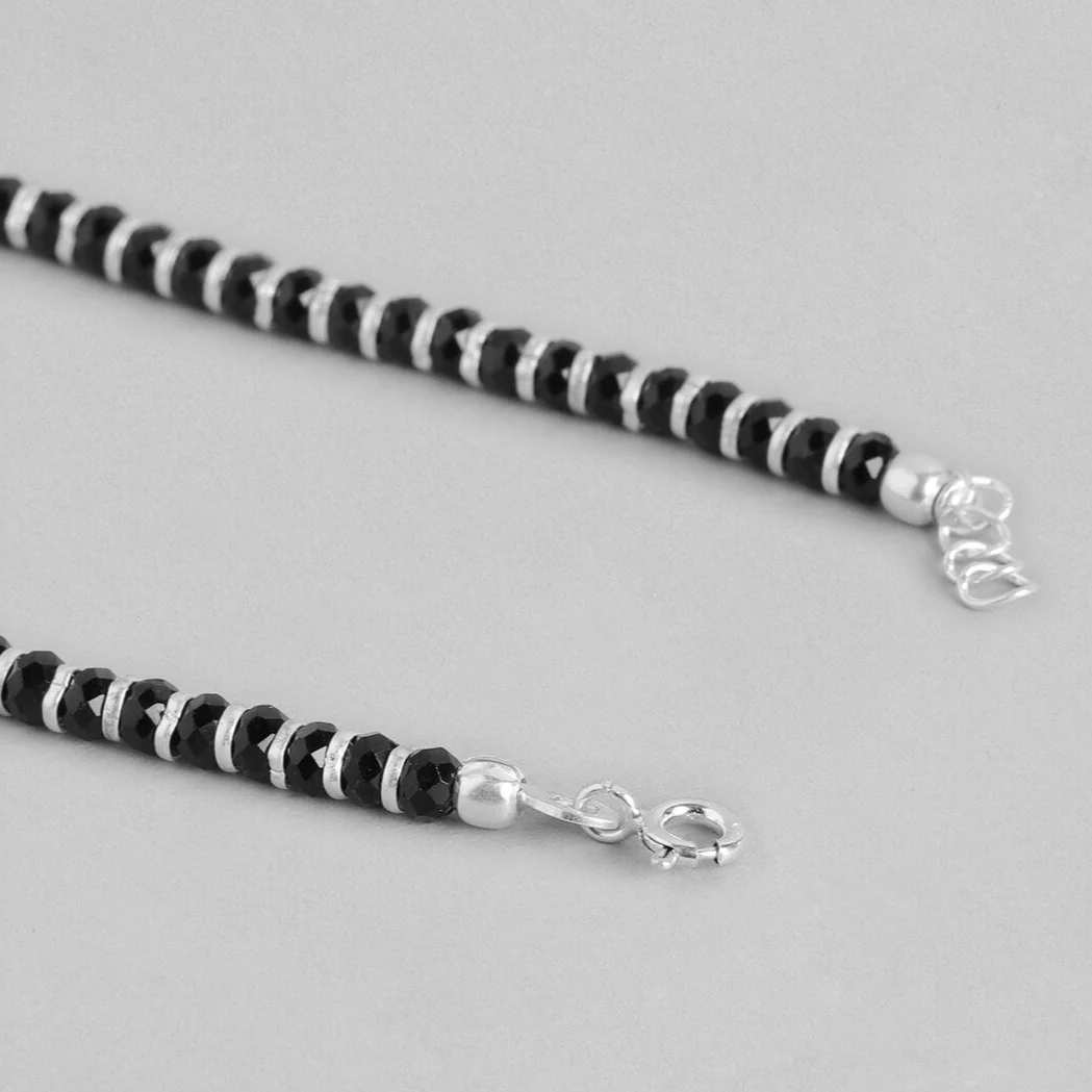 Black Nazariya 925 Sterling Silver Anklets in Silver Chain - Image 7