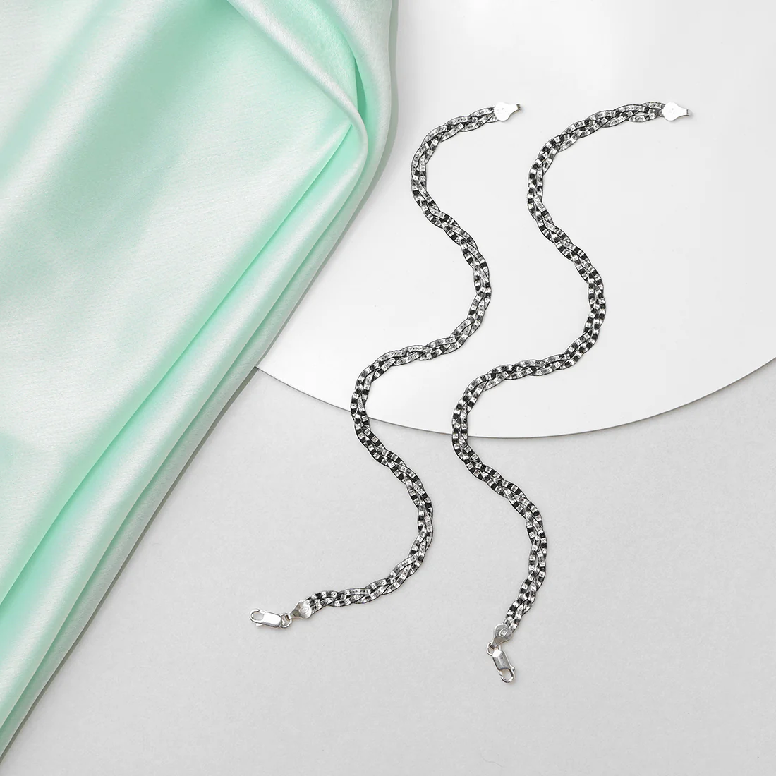 Black Tangled 925 Sterling Silver Anklet - Image 2