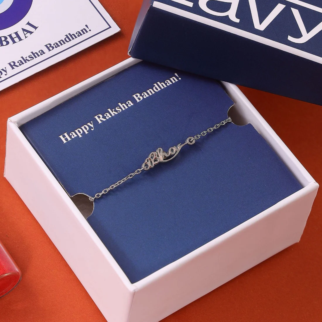 Blessed Bhai Rhodium-Plated 925 Sterling Silver Adjustable Link Chain Rakhi For Him - Image 4