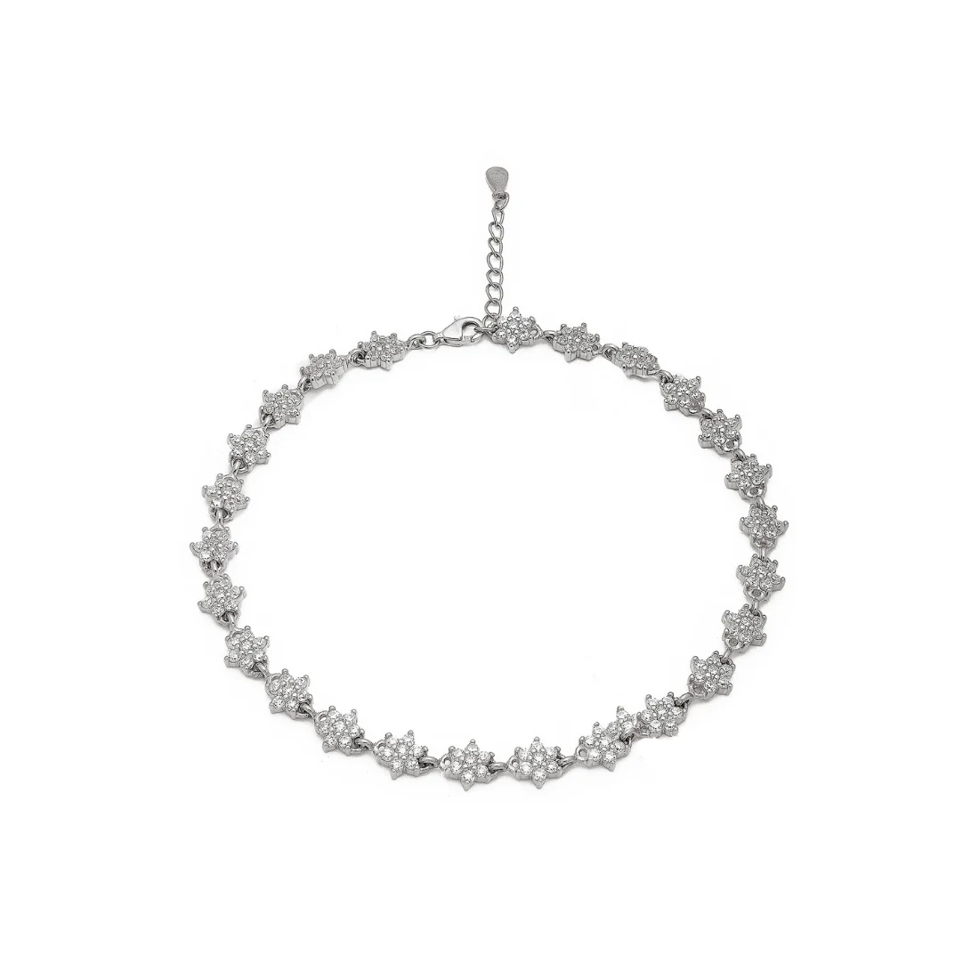 Blooming Beauty 925 Sterling Silver Rhodium-Plated Flower Anklet - Image 4