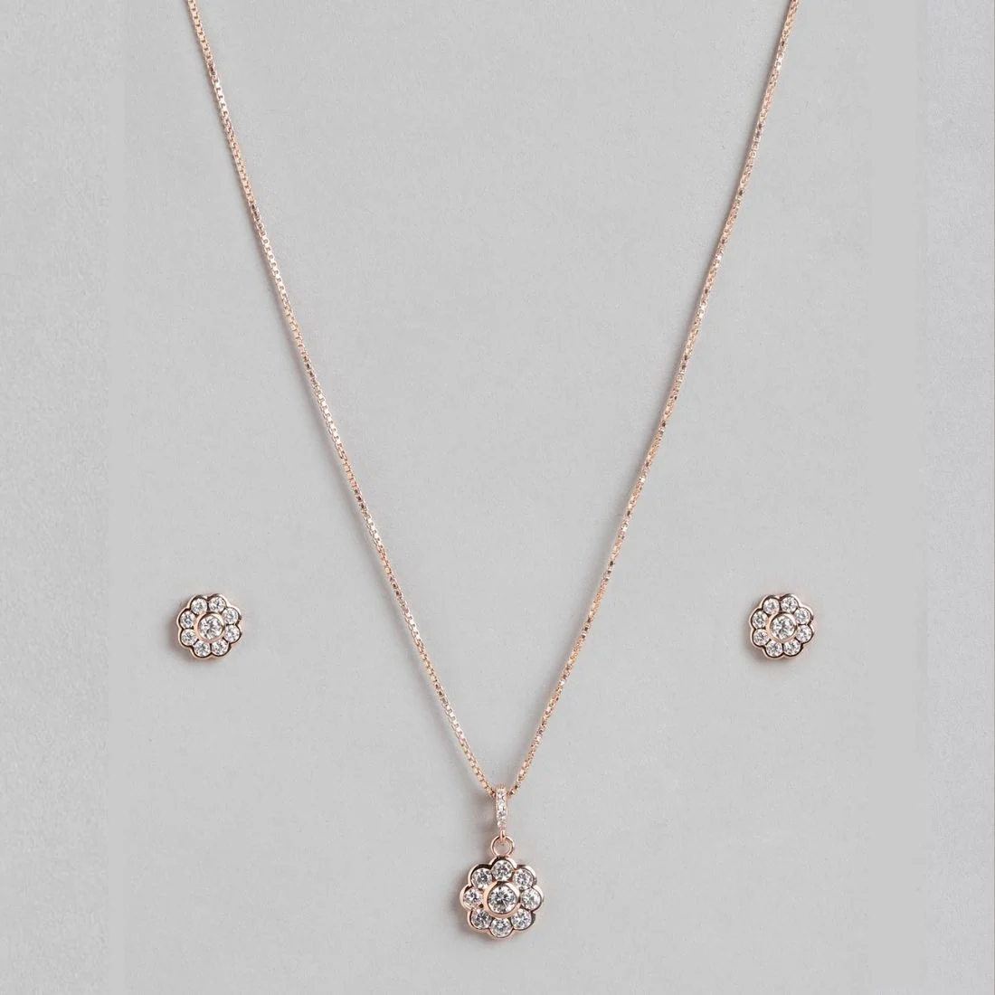 Blooming Beauty Rose Gold-Plated CZ 925 Sterling Silver Floral Jewelry Set - Image 5