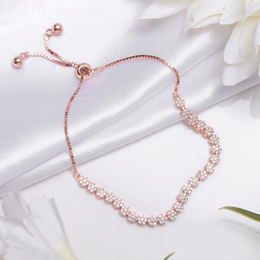 Blooming Grace Rose Gold Plated 925 Sterling Silver Flower Bracelet