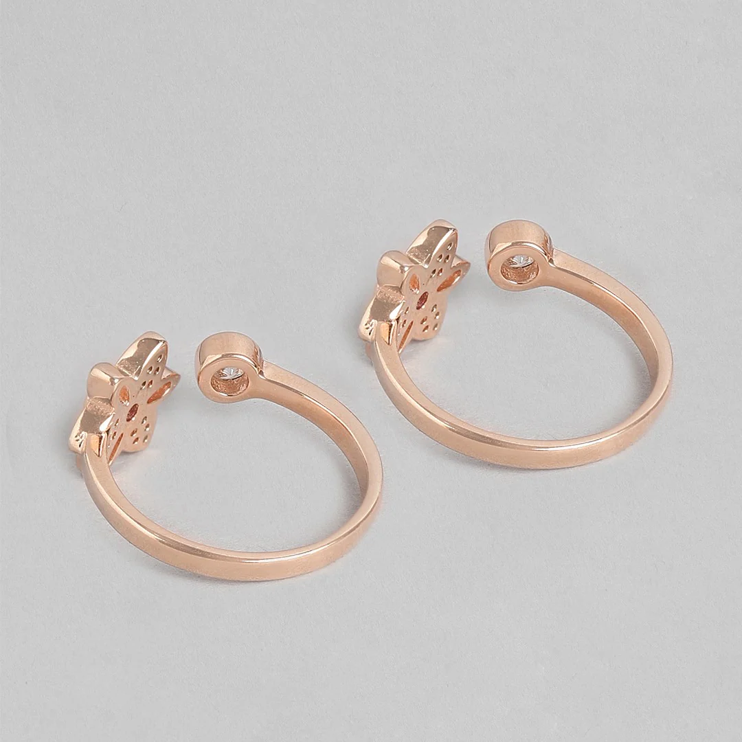 Blooming Petals Rose Gold-Plated 925 Sterling Silver Toe Ring with Cubic Zirconia - Image 7
