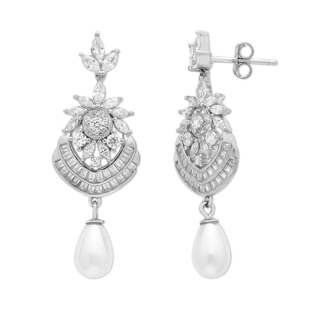 Blooms in Frost Rhodium-Plated 925 Sterling Silver Earrings - Image 3