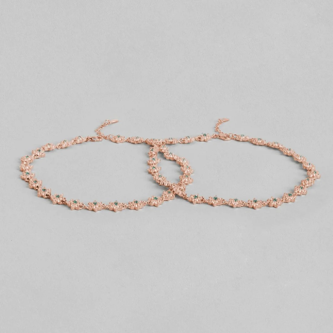 Blooms of Elegance Rose Gold-Plated 925 Sterling Silver Anklet - Image 3