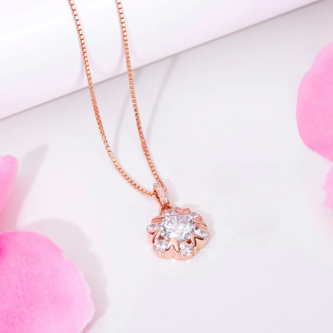 Blooms of Elegance Rose Gold-Plated 925 Sterling Silver Pendant with Chain - Image 2
