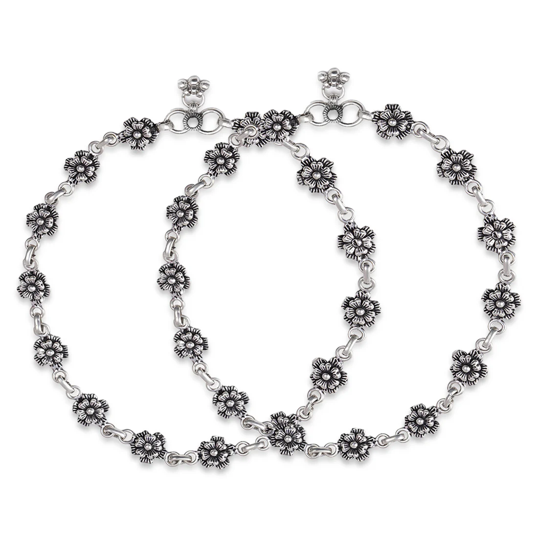 Blossom Bloom Harmony Rhodium-Plated 925 Sterling Silver Anklet - Image 3