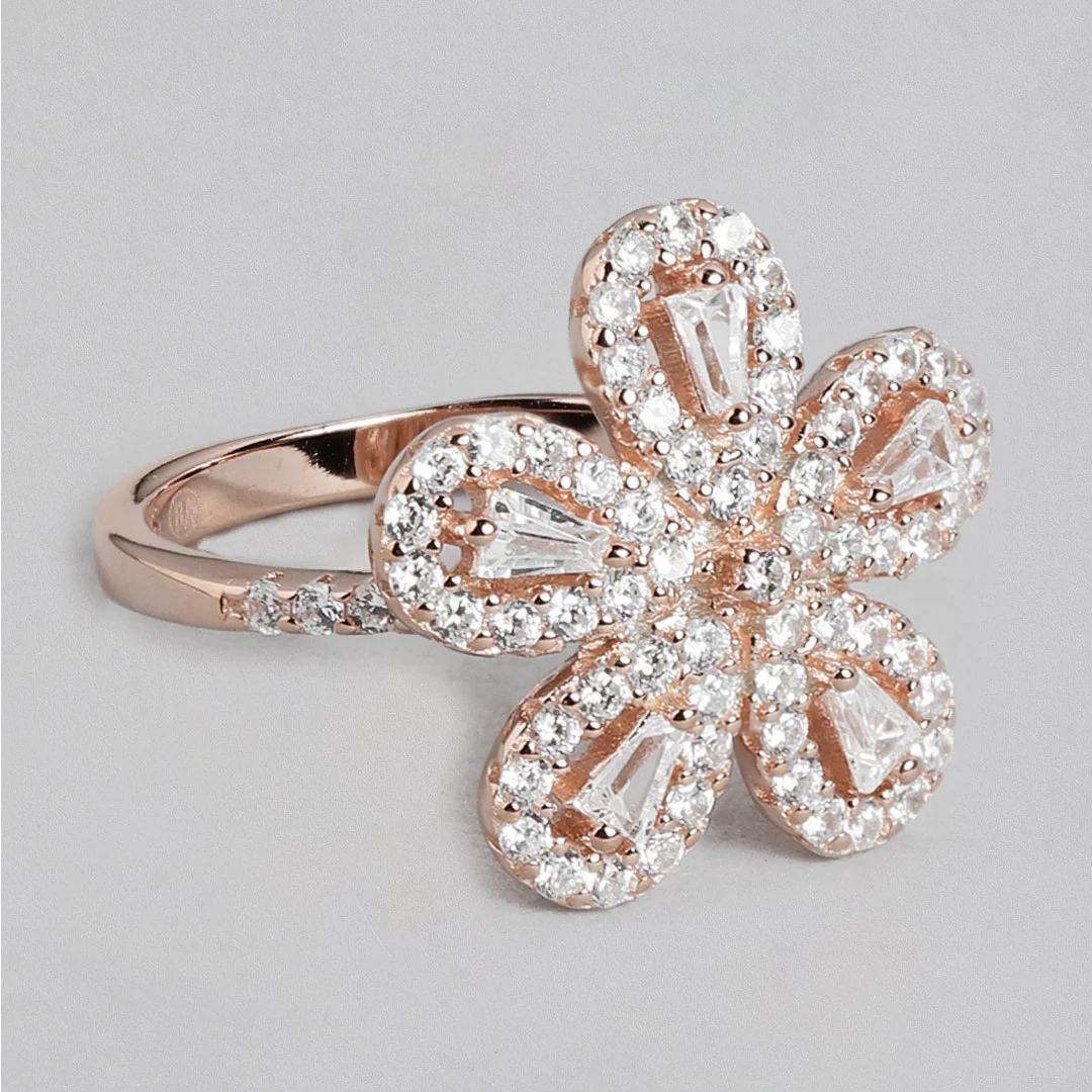 Blossom Brilliance Rose gold Plated 925 Sterling Silver Flower Ring for Her (Onesize) - Image 5