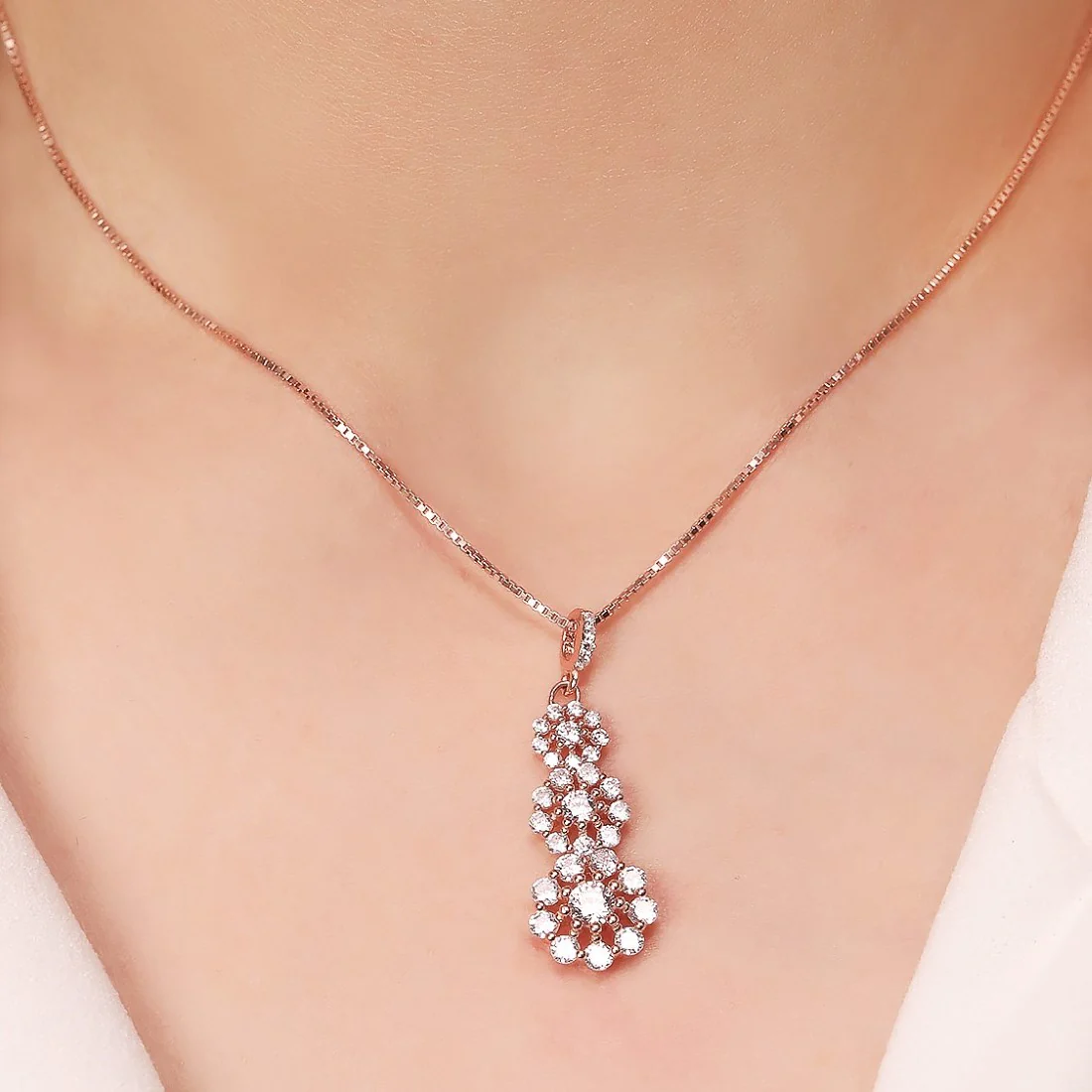 Blossom Rose Gold 925 Sterling Silver Pendant with Chain - Image 2