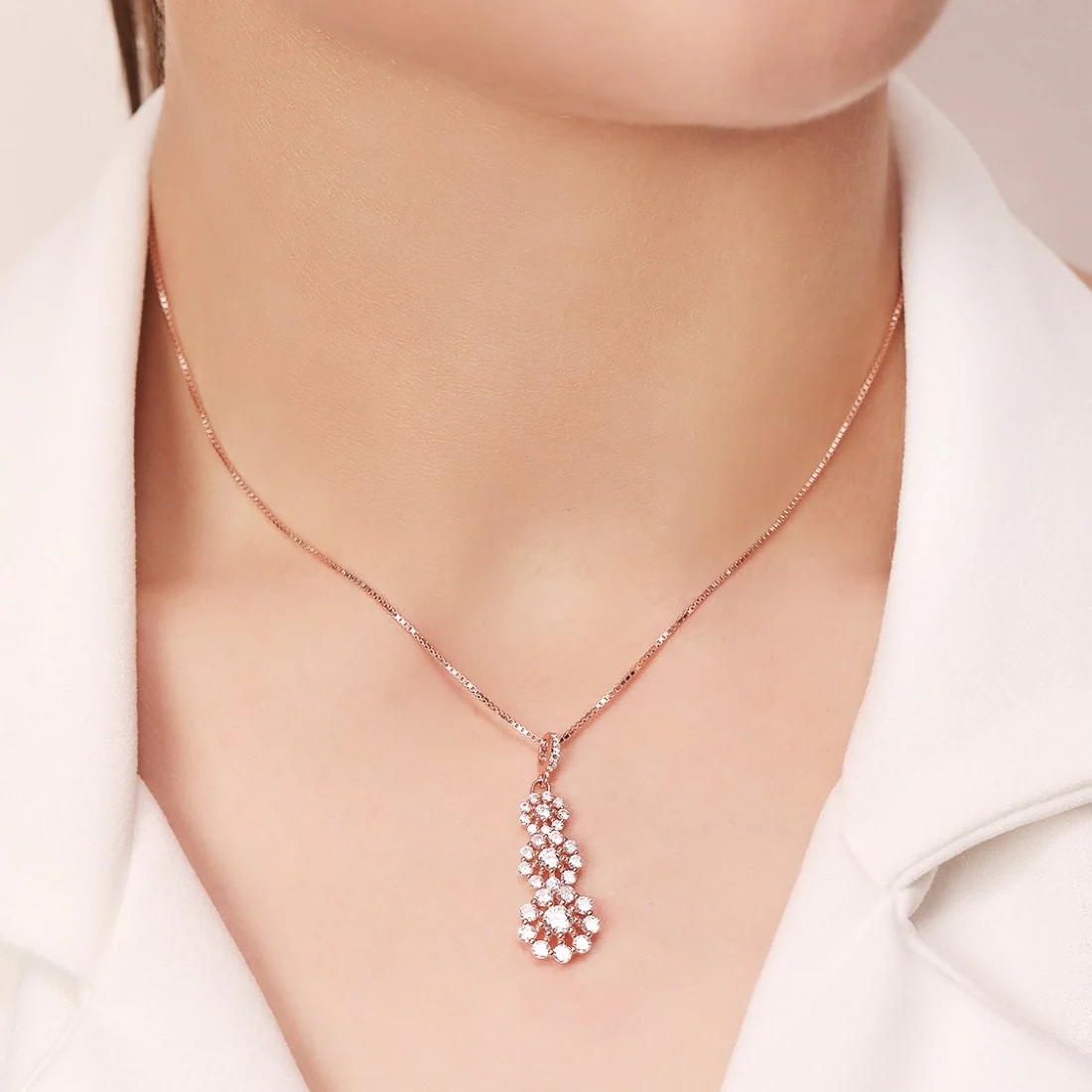 Blossom Rose Gold 925 Sterling Silver Pendant with Chain - Image 3