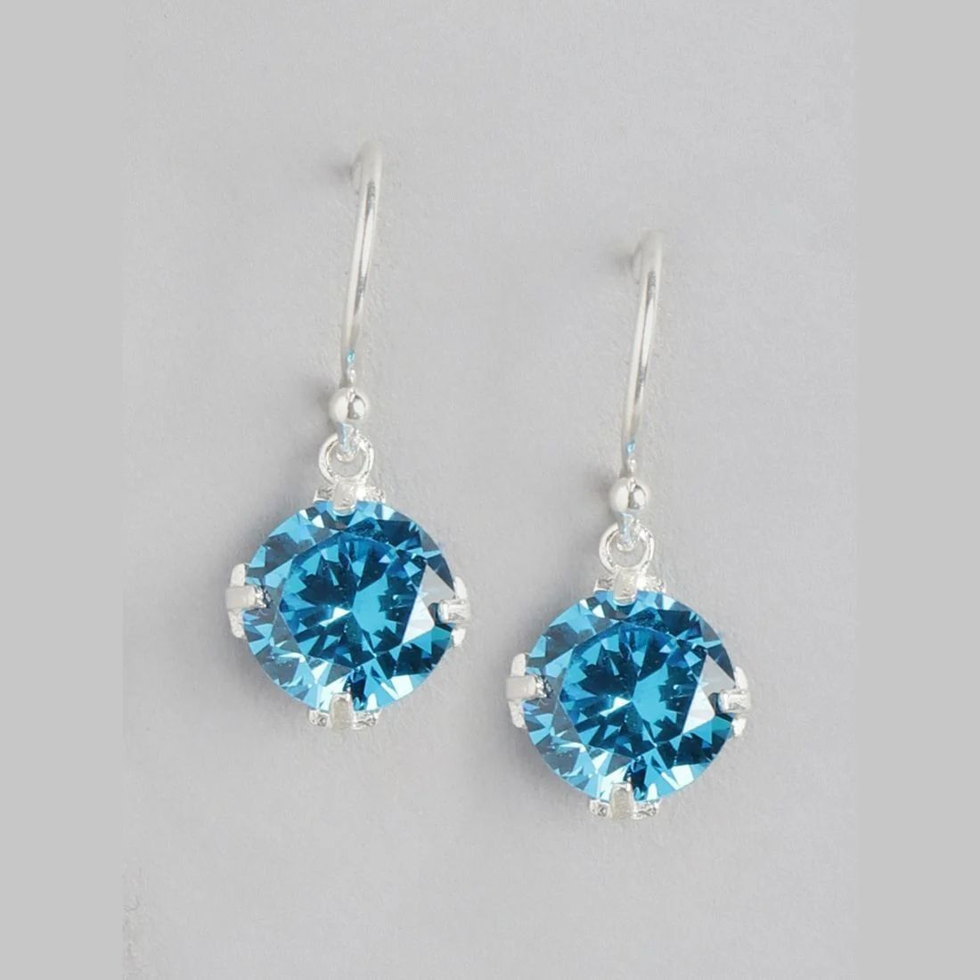 Blue-Solitaire Dangling Rhodium Plated 925 Sterling Silver - Image 3