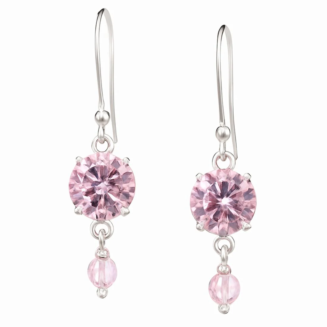 Blush Blossom Radiance Rhodium-Plated CZ 925 Sterling Silver Drop Earrings - Image 3