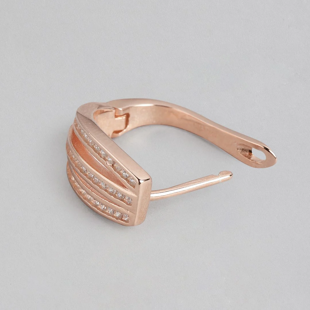 Blushing Beauty Rose Gold CZ-Adorned 925 Sterling Silver Hoops - Image 5