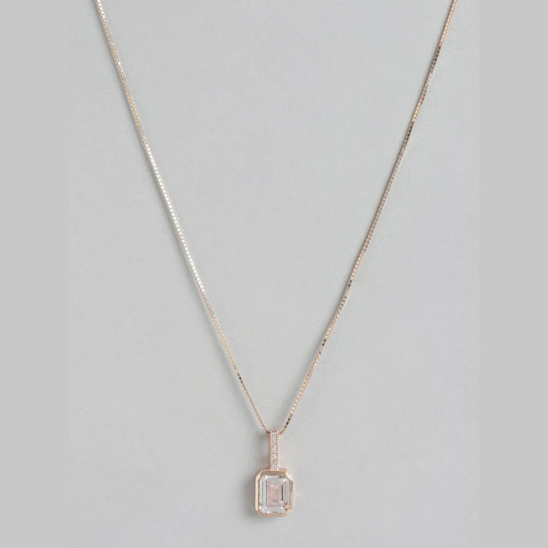 Blushing Beauty Rose Gold Plated CZ 925 Sterling Silver Pendant with Chain - Image 4