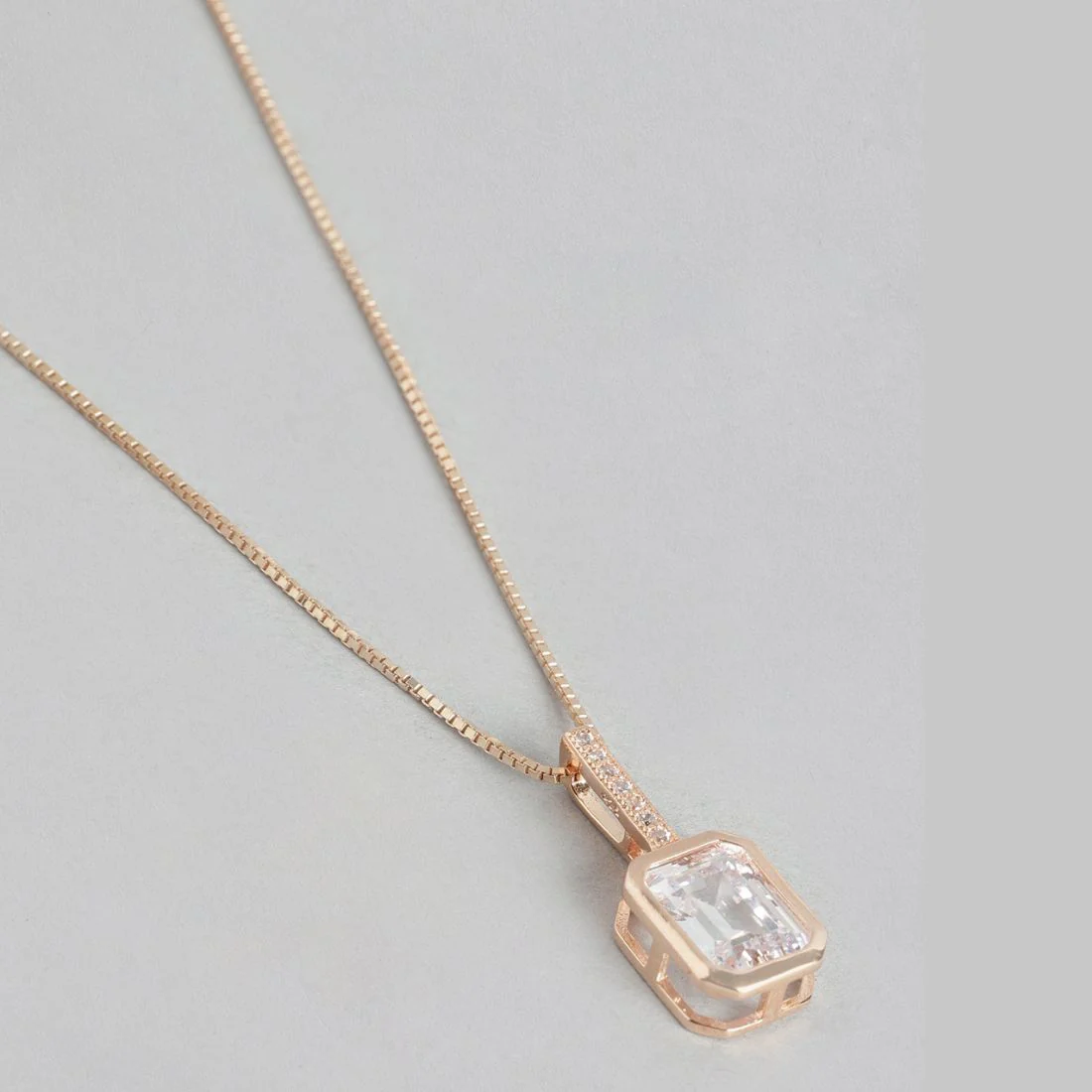 Blushing Beauty Rose Gold Plated CZ 925 Sterling Silver Pendant with Chain - Image 5