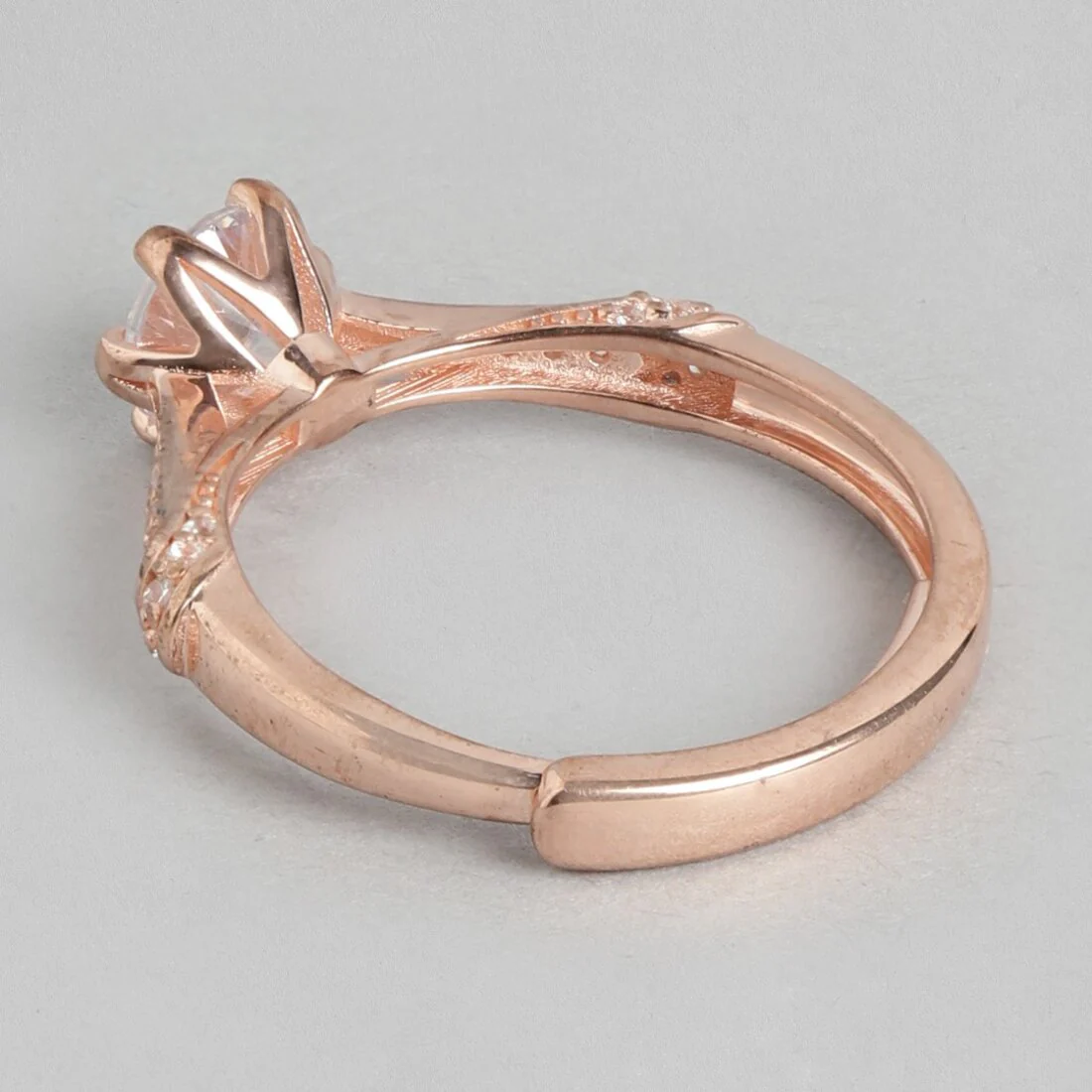 Blushing Rose Gold-Plated 925 Sterling Silver CZ Ring (Adjustable) - Image 7
