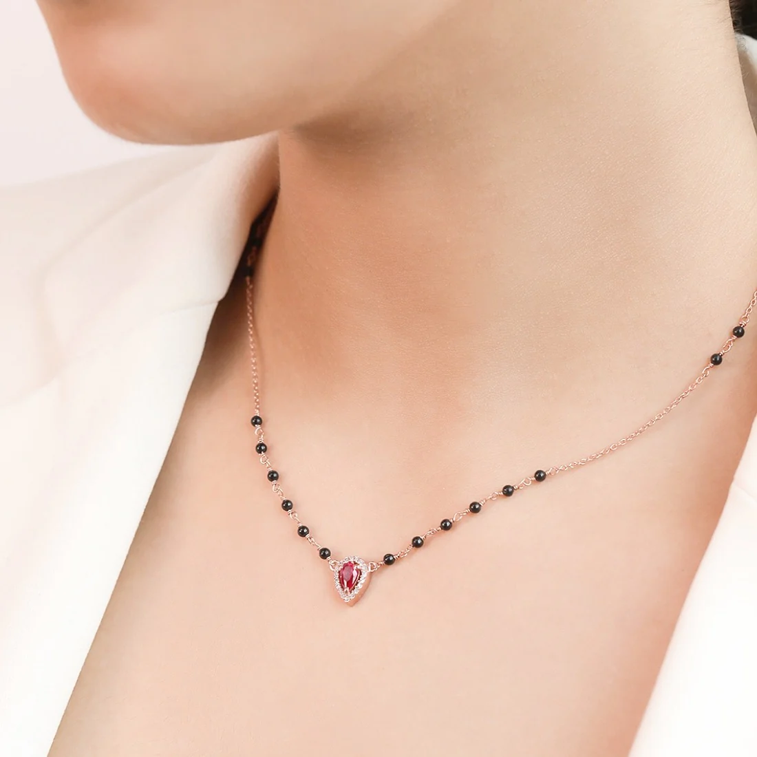 Blushing Vows Rose Gold-Plated 925 Sterling Silver CZ Mangalsutra