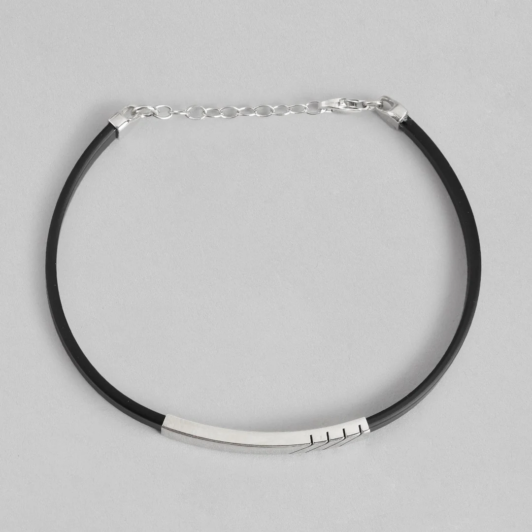 Bold Elegance 925 Sterling Silver Rhodium Plated Bracelet For Him - Image 4