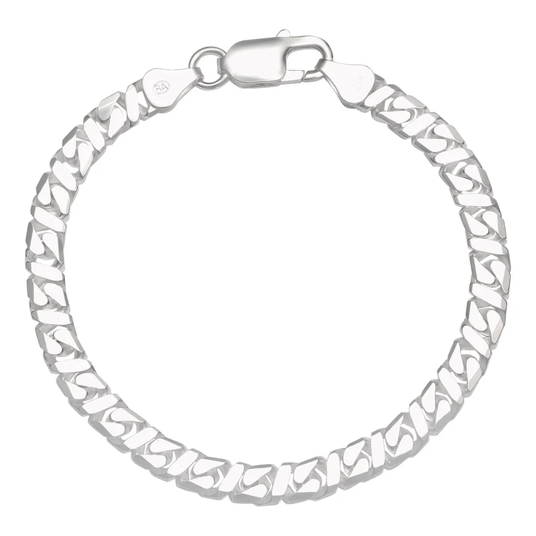 Bold Silver-Plated 925 Sterling Silver Men's Curb Chain Bracelet (One Size) - Image 5