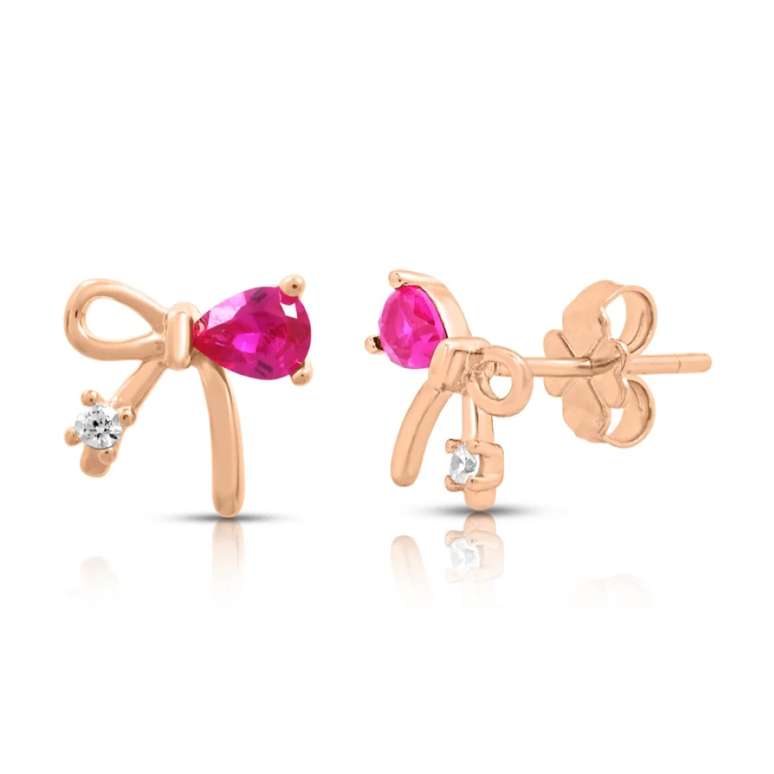 Bow Rose Gold Plated 925 Sterling Silver Earrings - Image 4