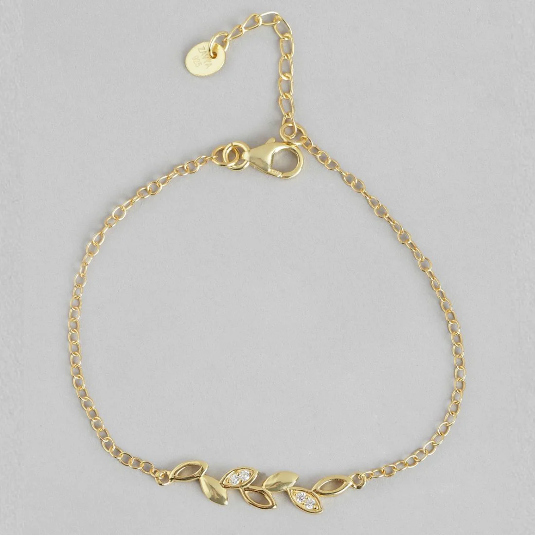 Golden Foliage 925 Sterling Silver Gold-Plated Leaf Bracelet - Image 5