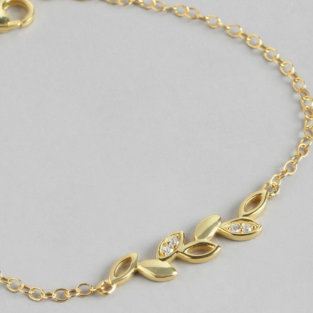 Golden Foliage 925 Sterling Silver Gold-Plated Leaf Bracelet - Image 6