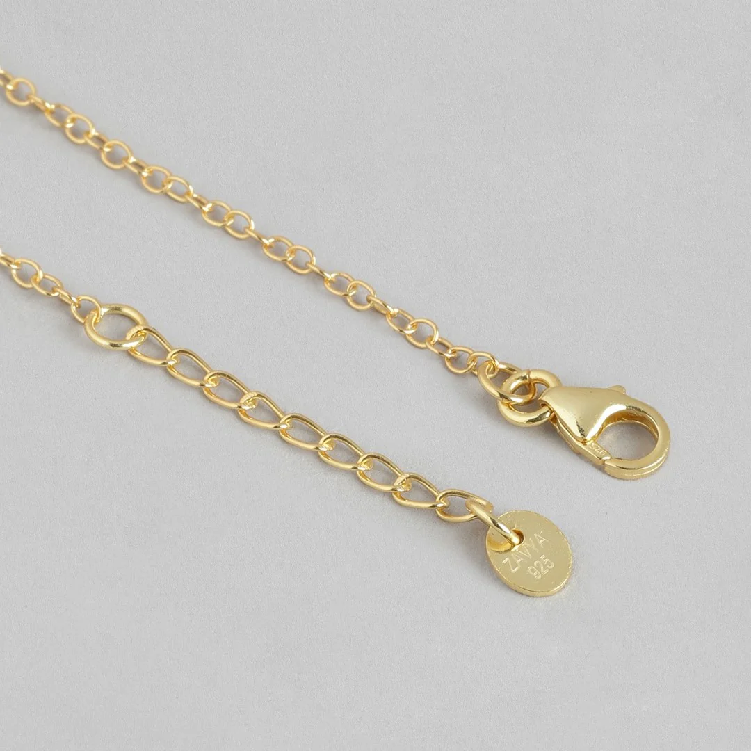 Golden Foliage 925 Sterling Silver Gold-Plated Leaf Bracelet - Image 7