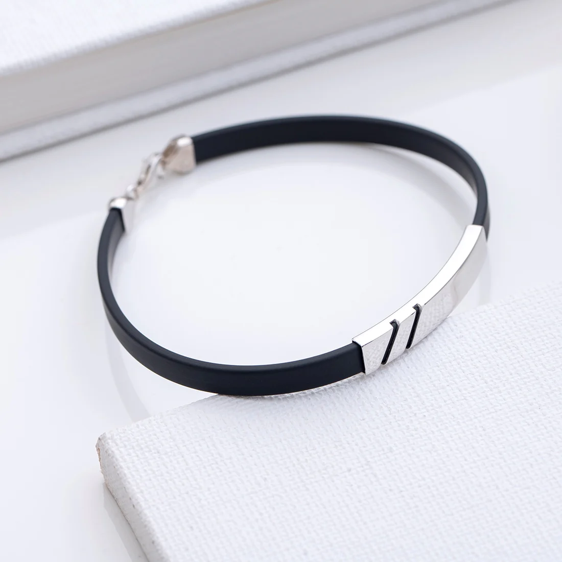 Ethereal Allure Rhodium-Plated 925 Sterling Silver Bracelet for Him