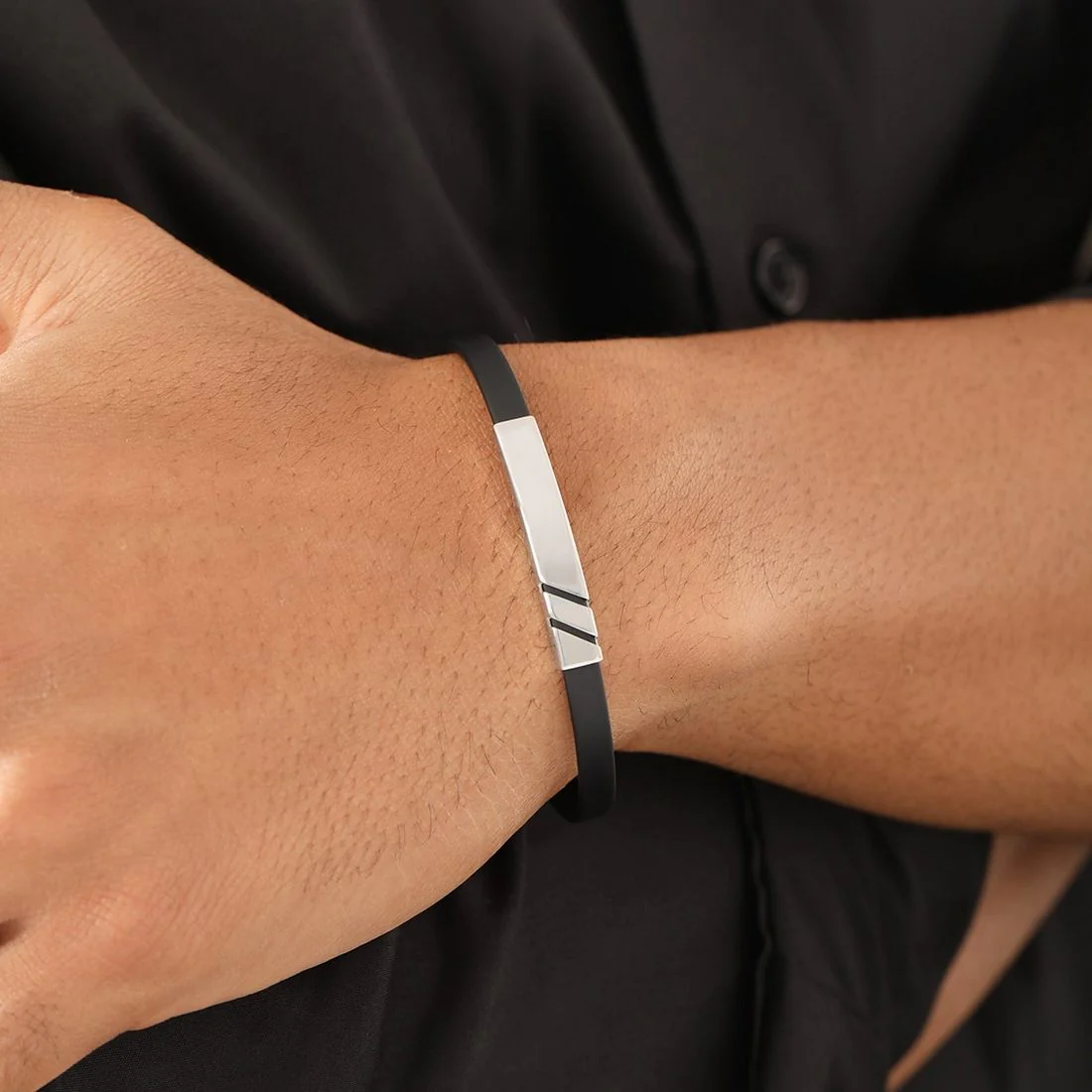 Ethereal Allure Rhodium-Plated 925 Sterling Silver Bracelet for Him - Image 3