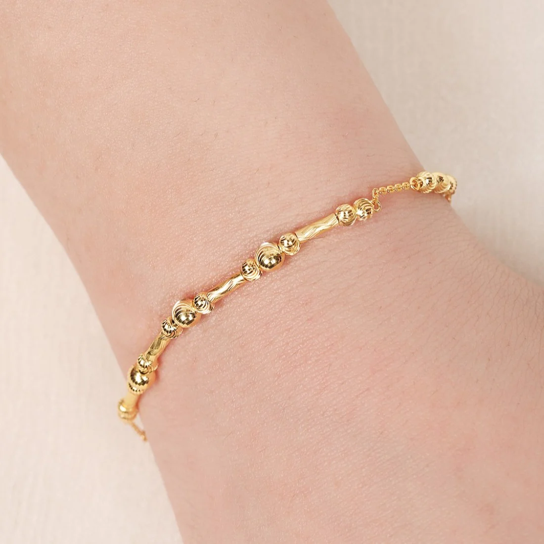 Gleaming Serenity Beads Gold Plating 925 Sterling Silver Bracelet - Image 2