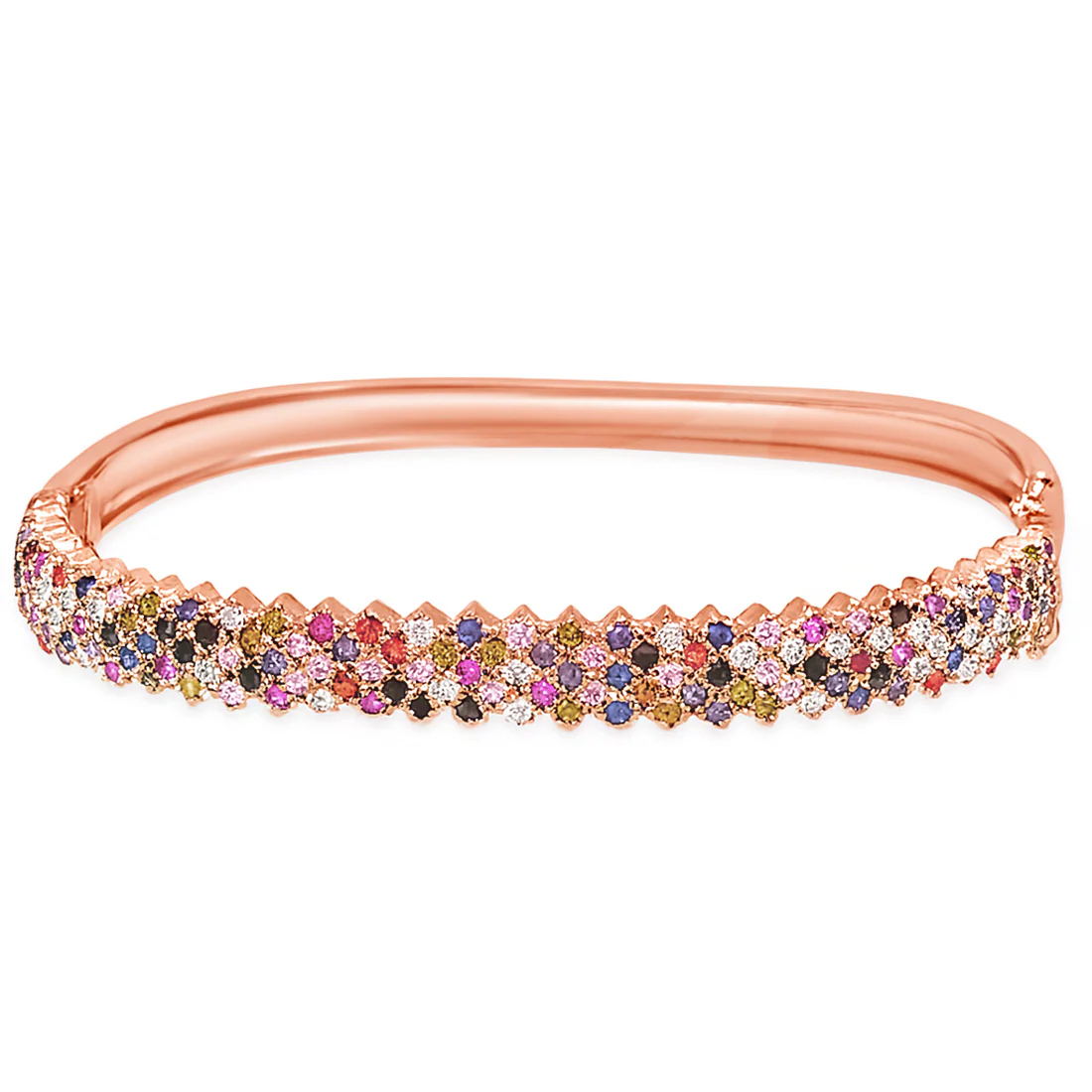 Radiant Elegance Coloured CZ Rosegold-Plated 925 Sterling Silver Kada Bracelet - Image 4