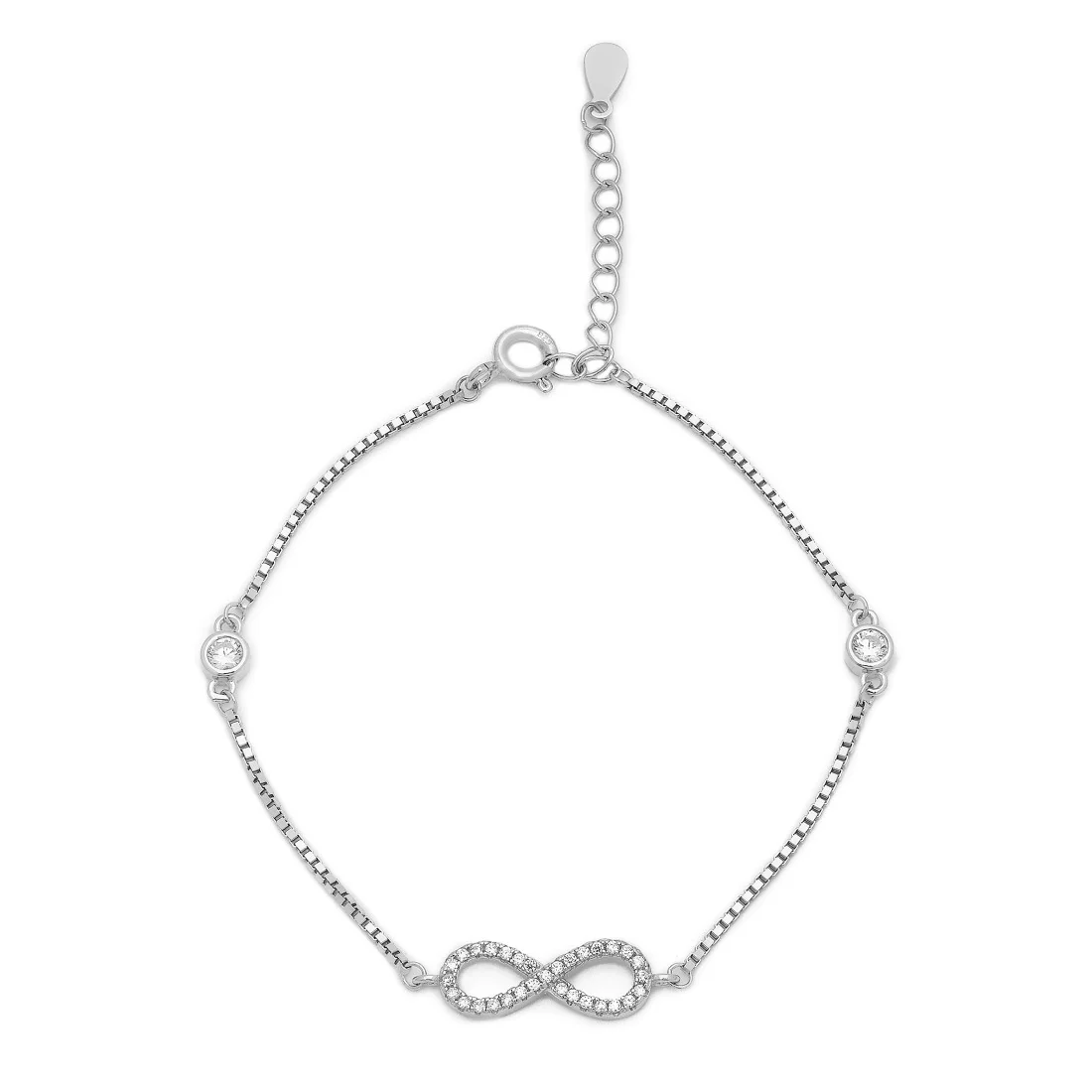 Celestial Brilliance Rhodium Plated Cubic Zirconia Infinity 925 Sterling Silver Bracelet - Image 4