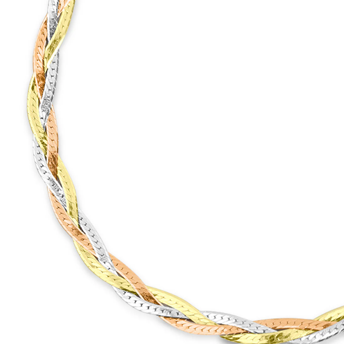 Braided Triple Tone Plated 925 Sterling Silver Anklet - Image 7