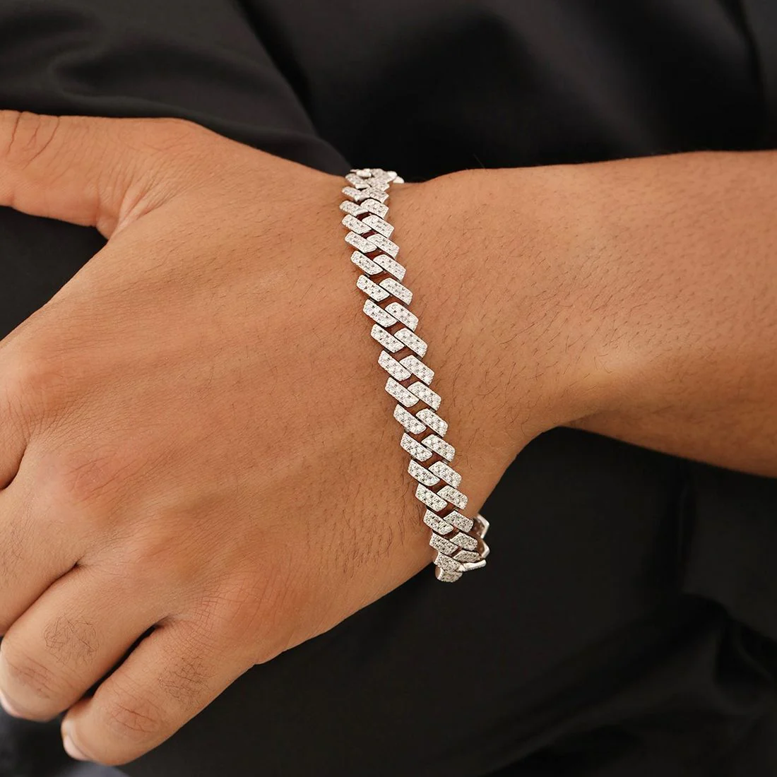 Brilliant Shine Rhodium Plated 925 Sterling Silver Men's Bracelet - Image 2