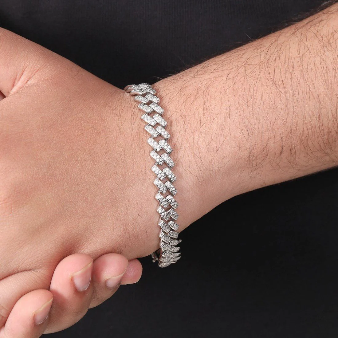 Brilliant Shine Rhodium Plated 925 Sterling Silver Men's Bracelet - Image 3