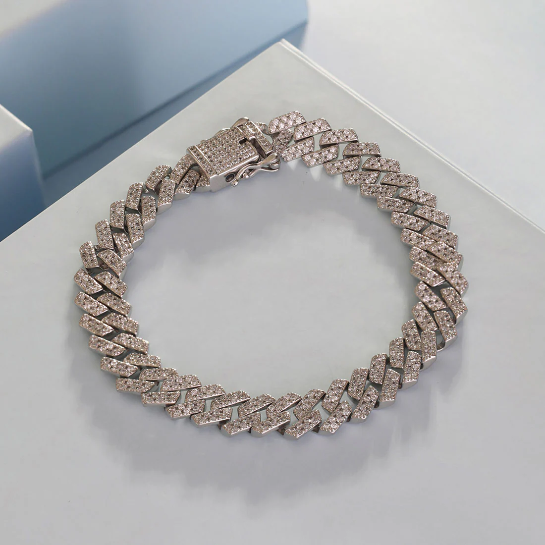 Brilliant Shine Rhodium Plated 925 Sterling Silver Men's Bracelet - Image 4
