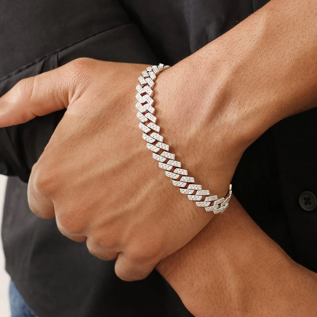 Brilliant Shine Rhodium Plated 925 Sterling Silver Men's Bracelet - Image 5