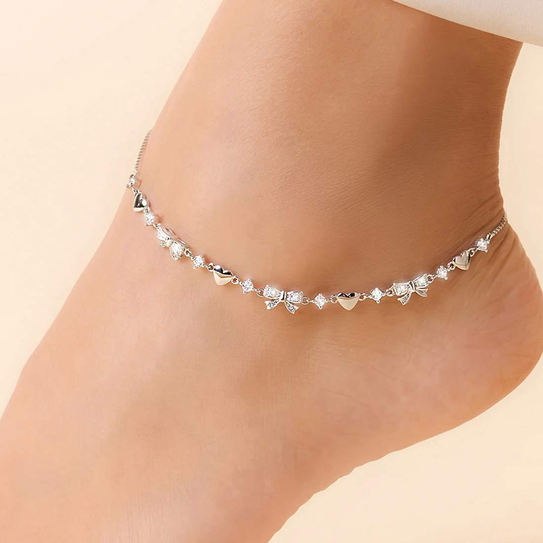 Butterflies of Love Rhodium Plated Anklet - Image 2