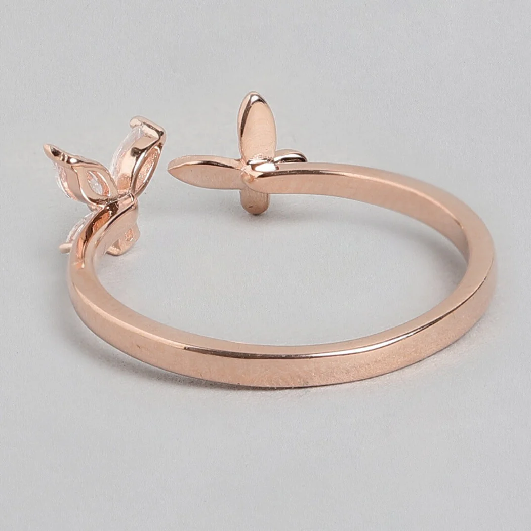 Butterfly 925 Silver Ring in Rose Gold (Adjustable) - Image 8
