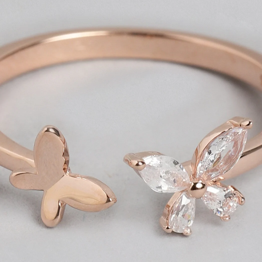 Butterfly 925 Silver Ring in Rose Gold (Adjustable) - Image 9