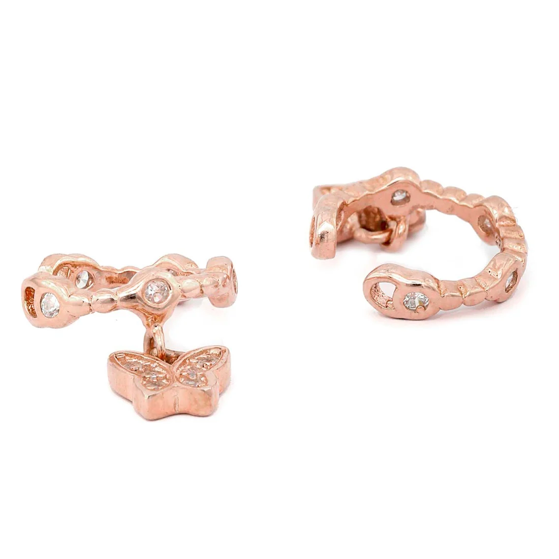 Butterflies and Rings Rose Gold 925 Silver Earcuffs - Image 5