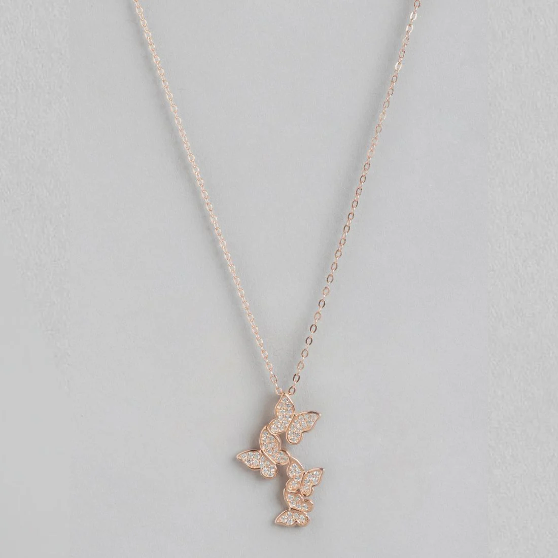 Butterfly Elegance CZ Rose Gold-Plated 925 Sterling Silver Necklace - Image 5