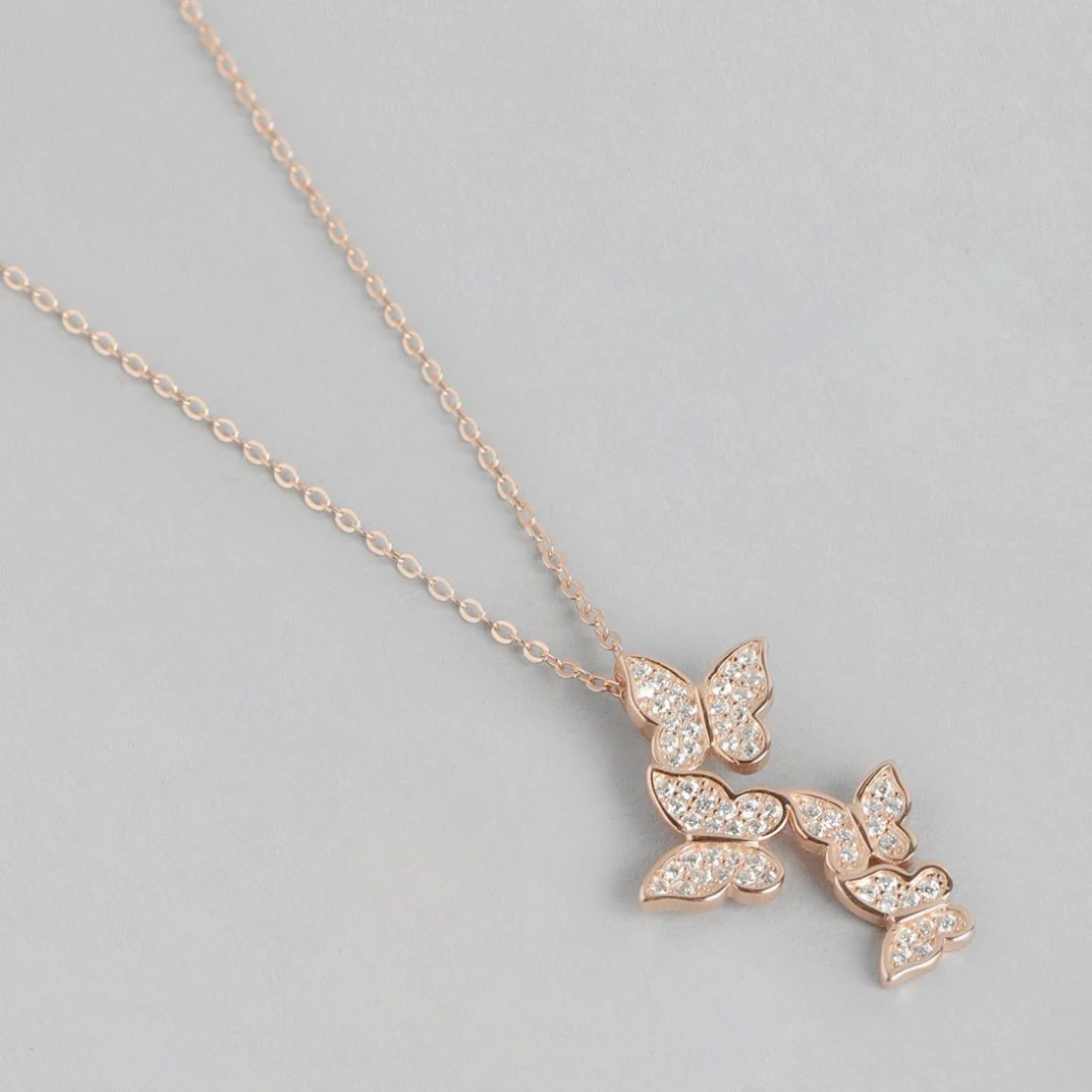 Butterfly Elegance CZ Rose Gold-Plated 925 Sterling Silver Necklace - Image 6