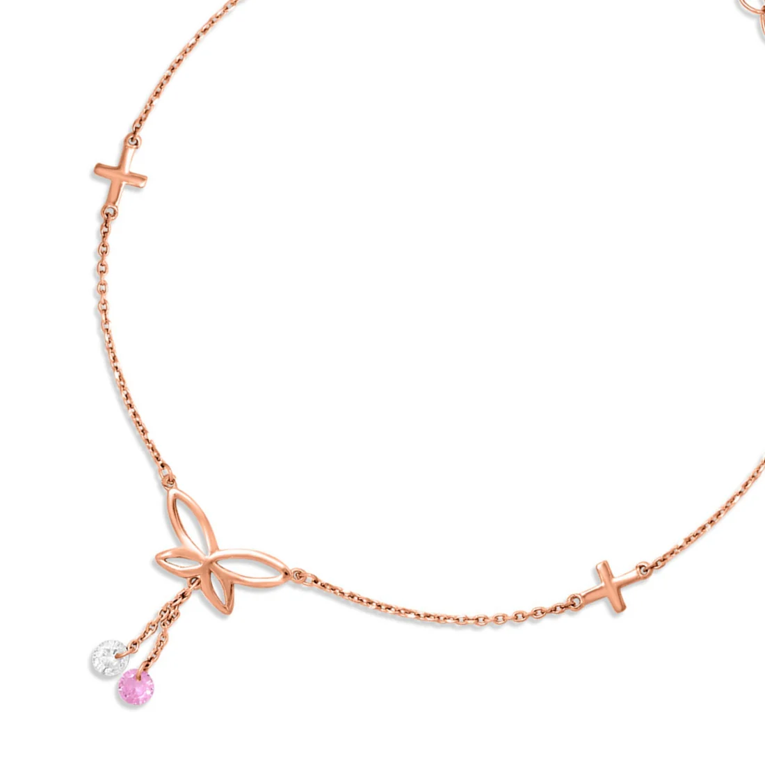 Butterfly Rose Gold Plated 925 Sterling Silver Charm Anklet - Image 8