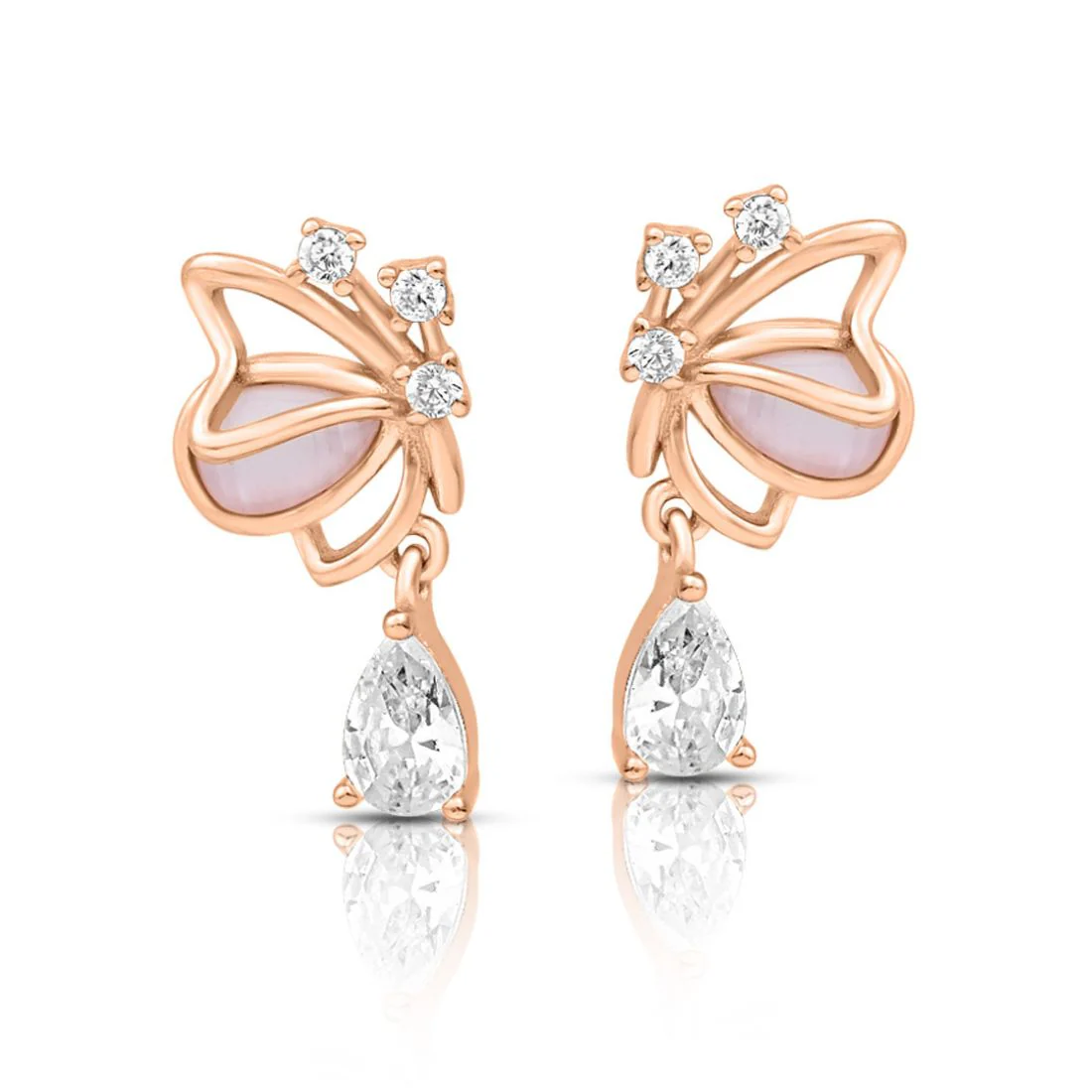 Butterfly Rose Gold Plated 925 Sterling Silver Earrings - Image 2