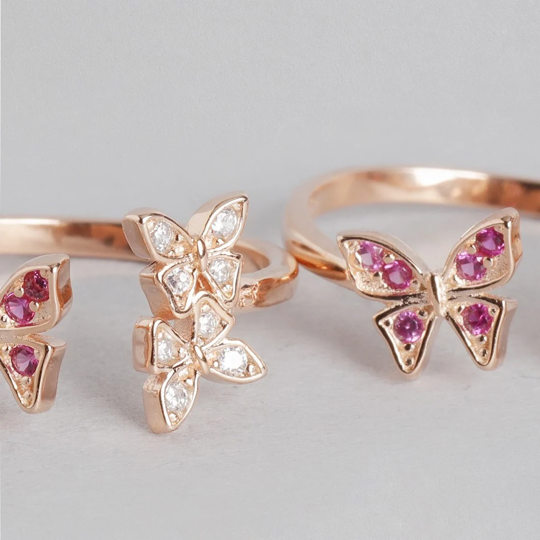 Butterfly Studded Rose Gold Plated 925 Sterling Silver Toe Ring - Image 6
