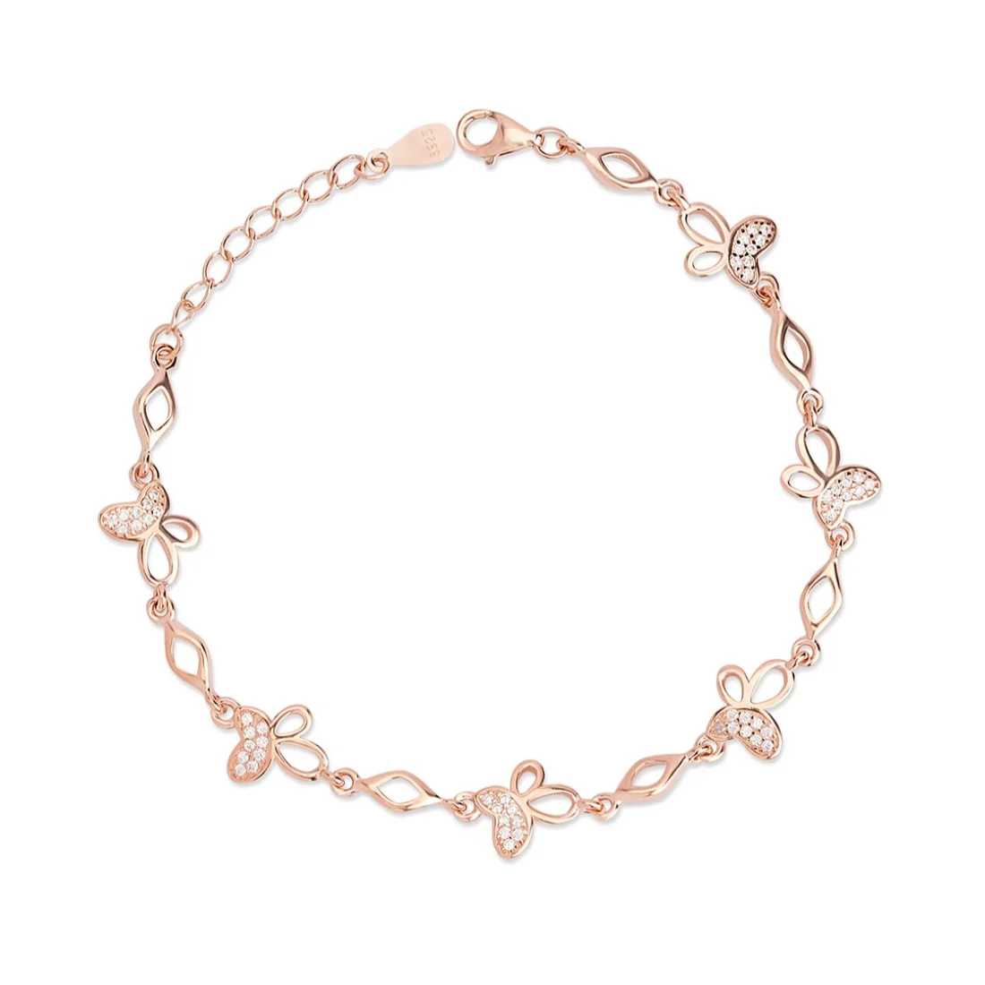 Butterfly Whimsy Rose Gold Plated 925 Sterling Silver Butterfly Bracelet - Image 3
